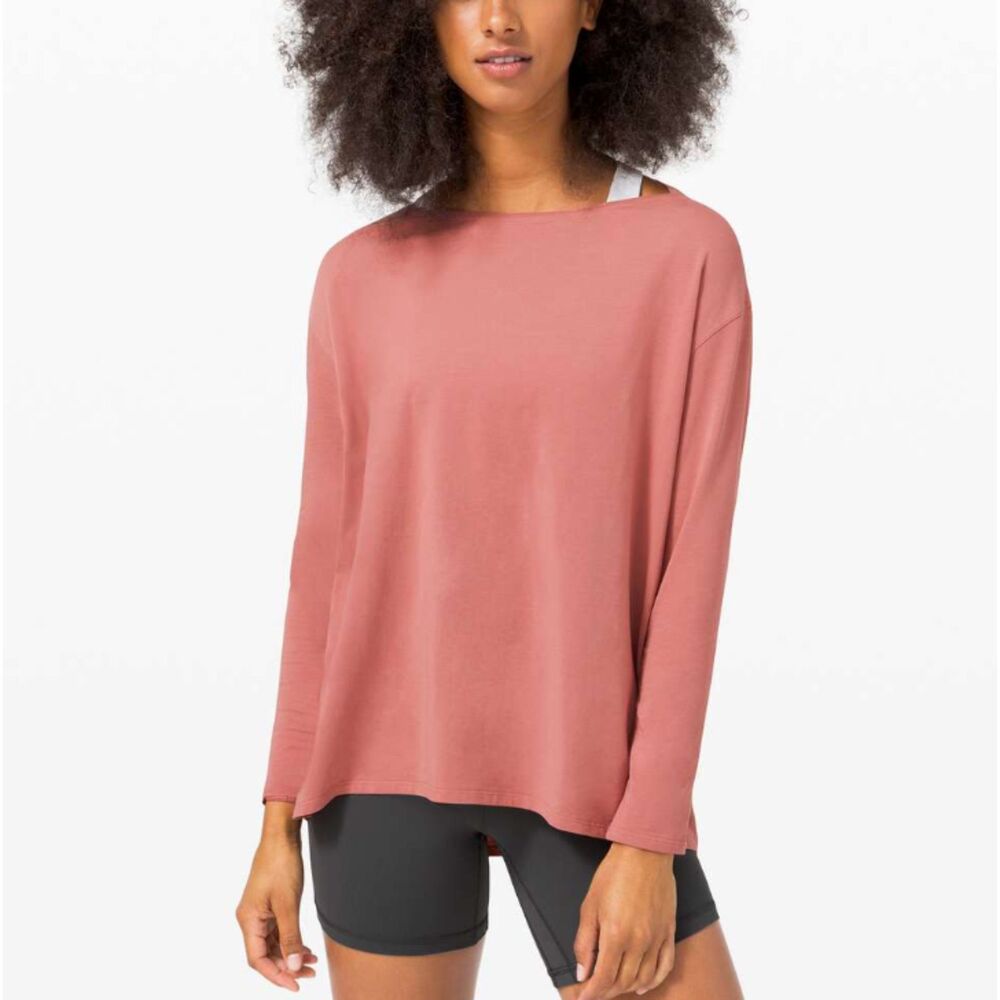 Women Lululemon Back In Action Long Sleeve Relaxed Fit Brier Rose